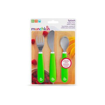 Fourchette, couteau et cuillère splash vert