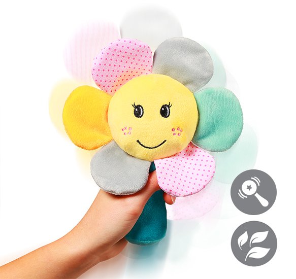 Hochet en tissu Rainbow Flower3