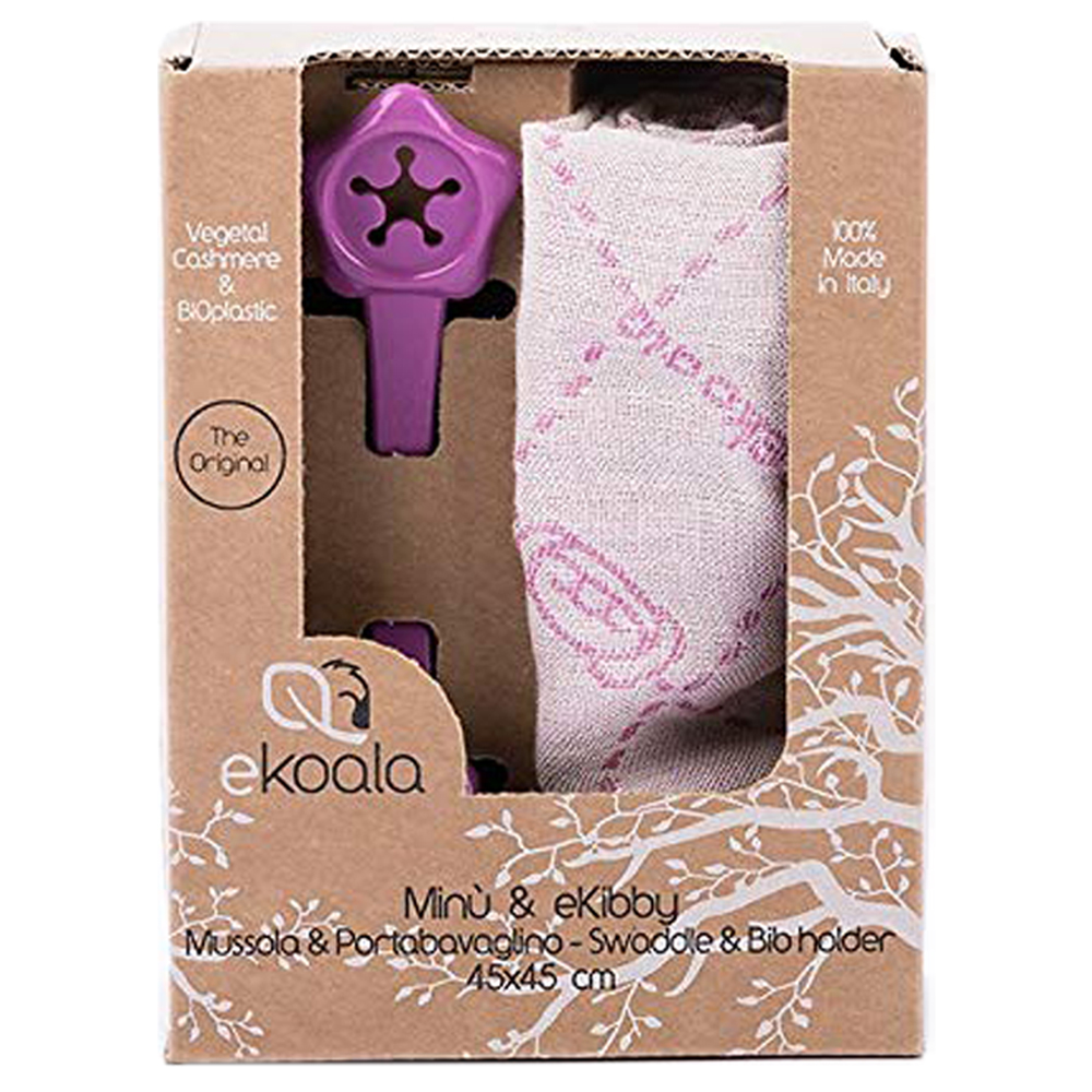 Minù Bavoir en cachemire végétal & eKibby attache bavoir violet