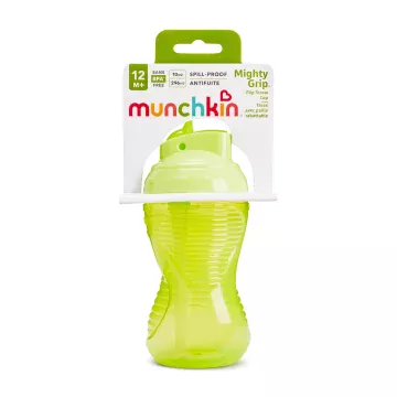 Large JPG-90469 _10oz_Mighty_Grip_Straw_Cup_(with straw)_in-pack_Front_Green_2815