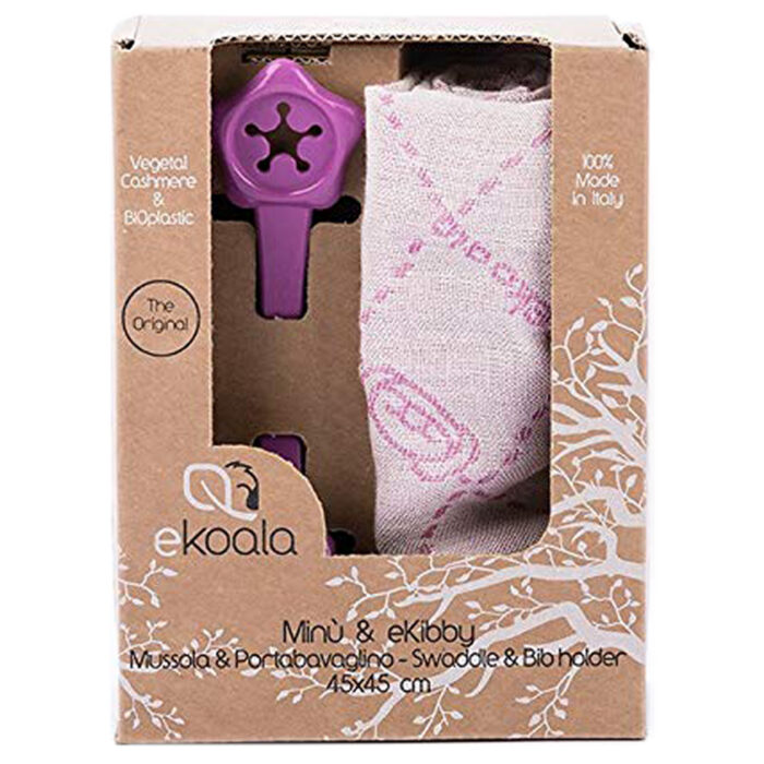 Bavoir Cachemire Végétal Attache Minù Ekibby Violet