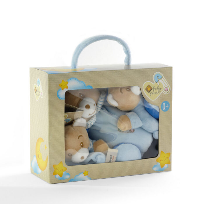 Ourson set BabyCare 3 pcs hochet, doudou, patte
