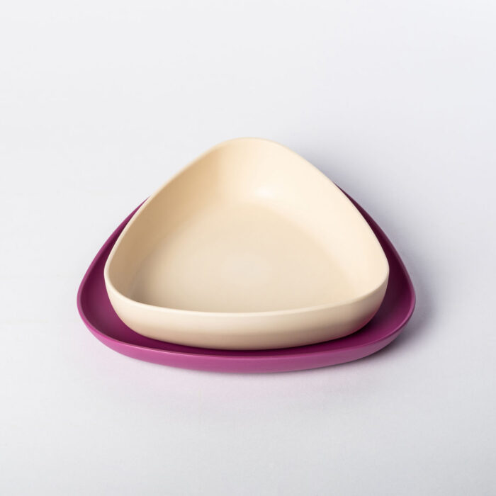 Assiette Bébé Bio-Plastique Ekoala Ekkoli (x2) | Blanc & Magenta