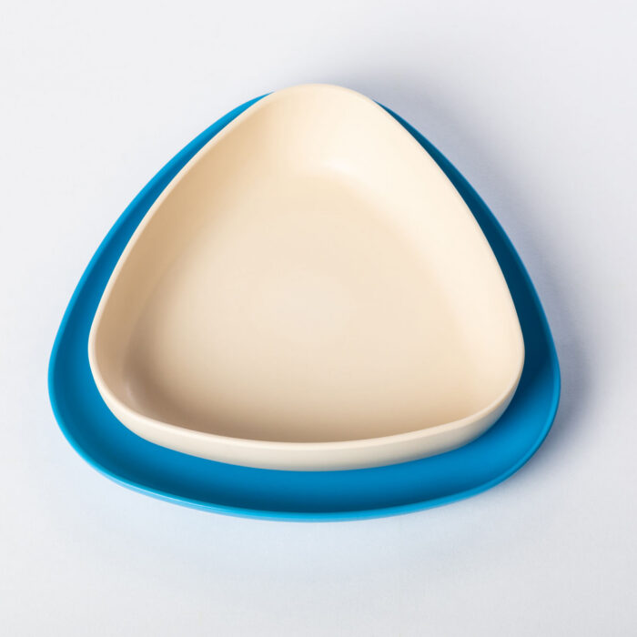 Assiette Bébé Bio-Plastique Ekoala Ekkoli (x2) | Blanche & Bleu