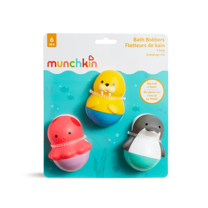 Munchkin Bath Bobbers set 3 jouets de bain flottants sans trou pieuvre morse dauphin