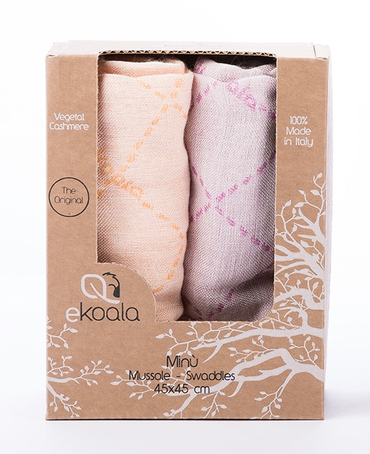 Minù Set 2 Bavoirs orange/violet en cachemire végétal