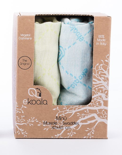 Minù Set 2 Bavoirs bleu/vert en cachemire végétal