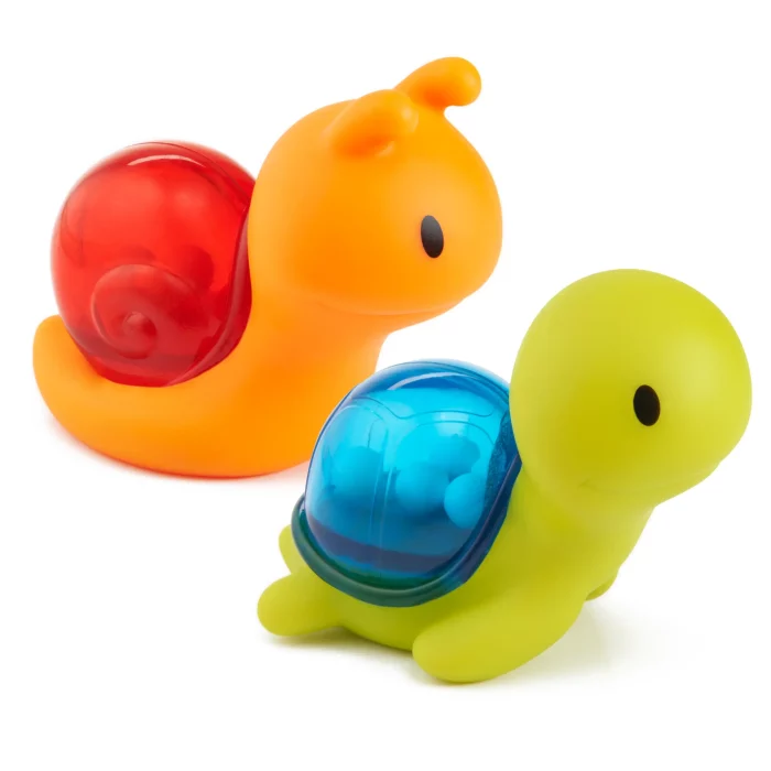 Duo jouets de bain Munchkin tortue et escargot gicleurs et hochets