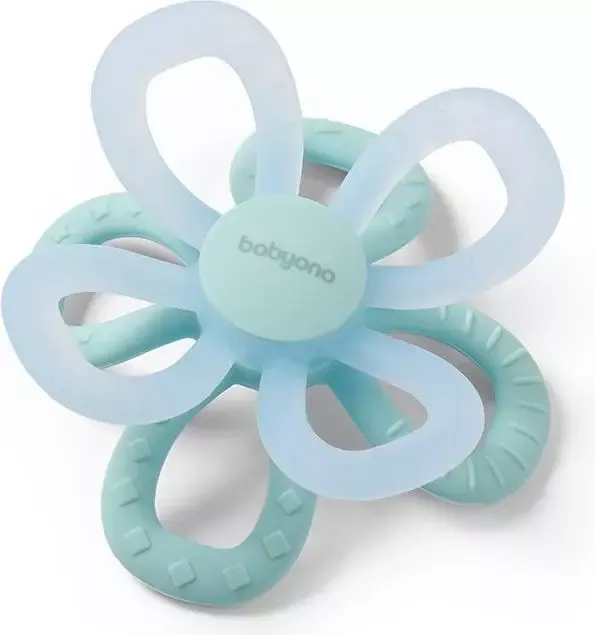 ONO FLOWER bleu Anneau dentition silicone 1